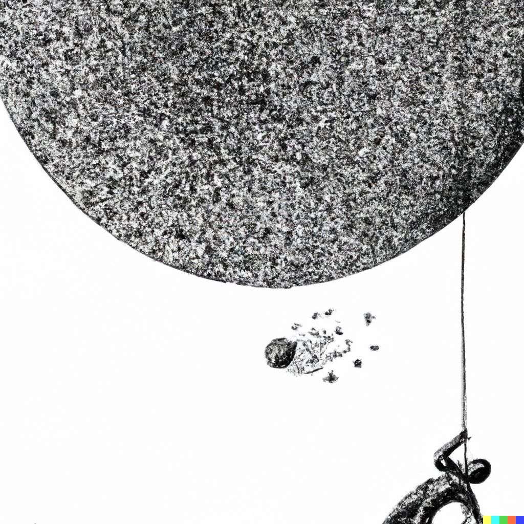 the discovery of gravity, stipple drawing